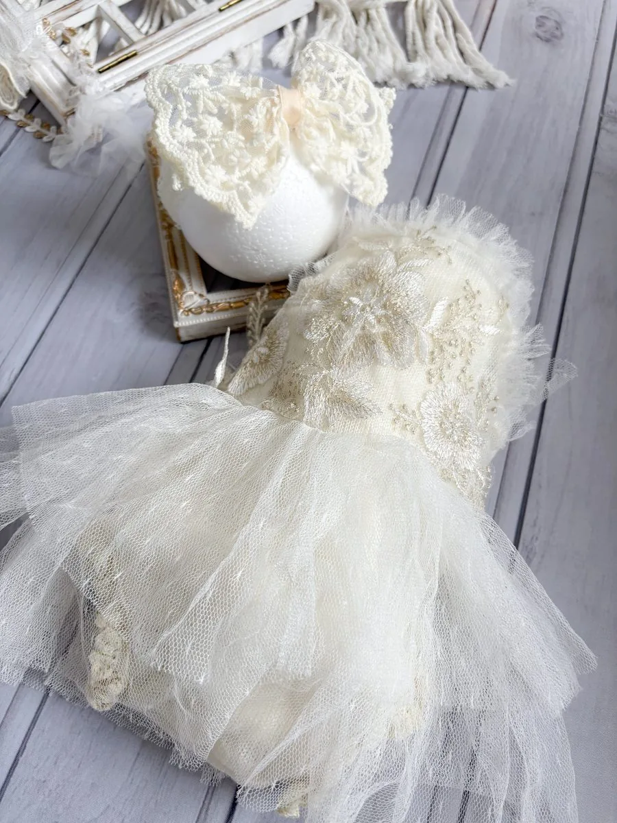 Antiqueセット Lace dress 女の子衣装 ニューボーンフォト